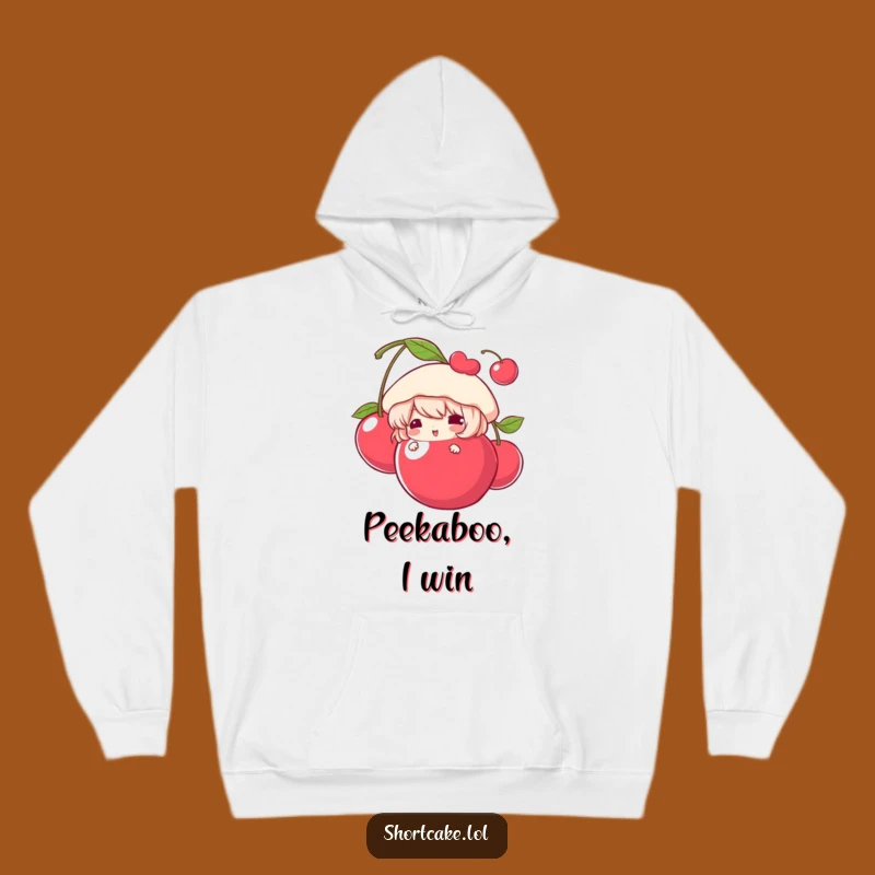 Funny Shortcake Hoodie: Cozy Cherry Peek Design, Your New Go-To Funny Gift!