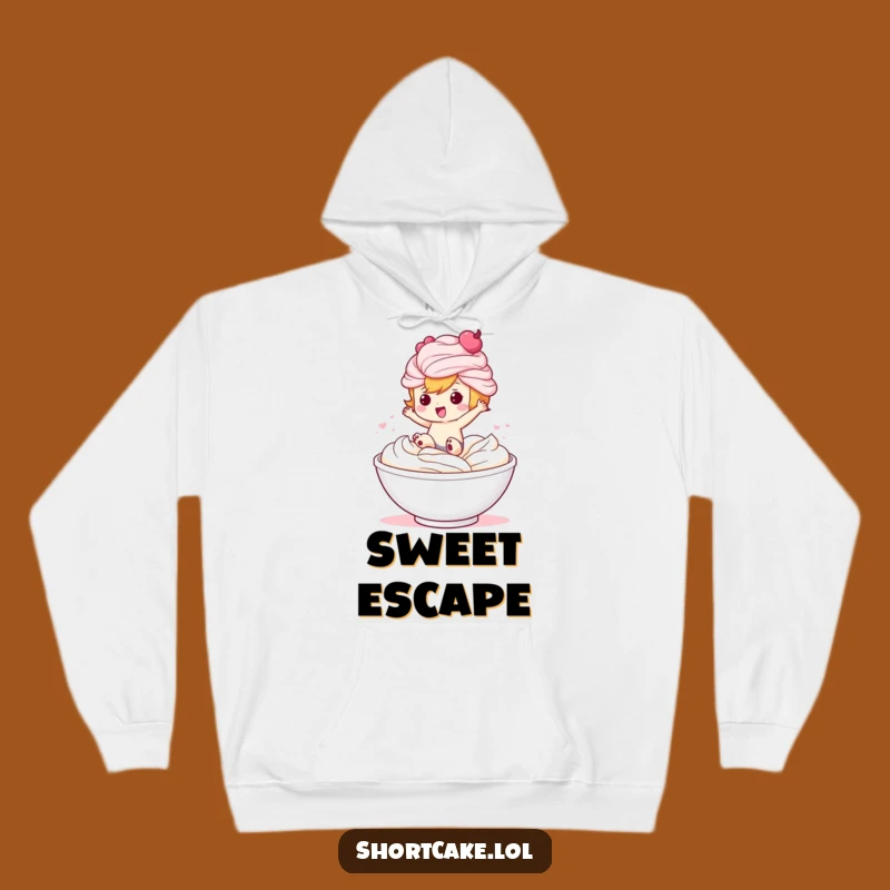 Funny Shortcake Whipped Cream Hoodie: Cozy Dessert Character, Perfect Funny Gift!