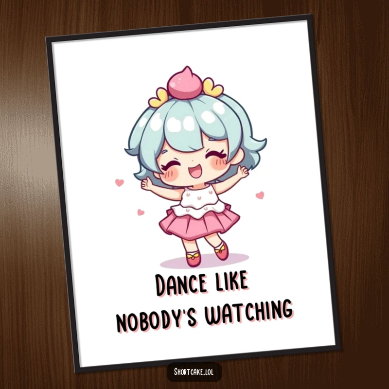 Funny Free Printable Wall Art: A shortcake character executes a delightful, wobbly dance, adding energy and humor to your wall.