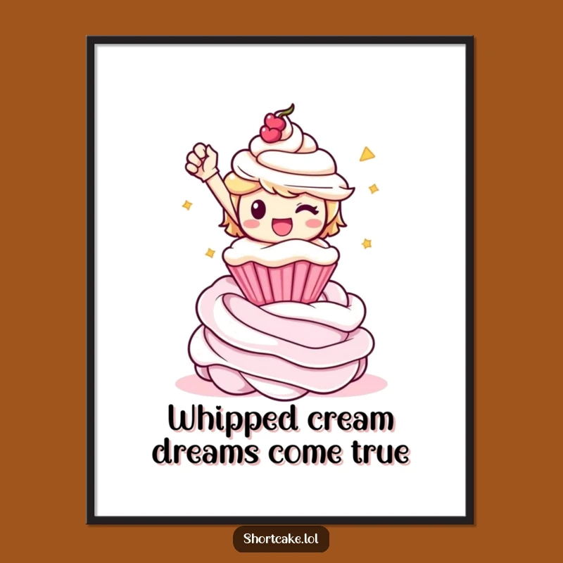 Free Printable Wall Art: Triumphant Shortcake Character - Funny Downloadable Art