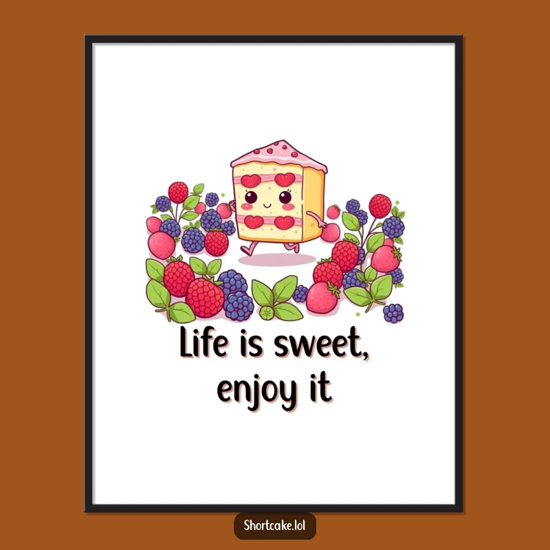 Funny Free Printable Shortcake Berry Field Wall Art: Cute Dessert Downloadable Gift