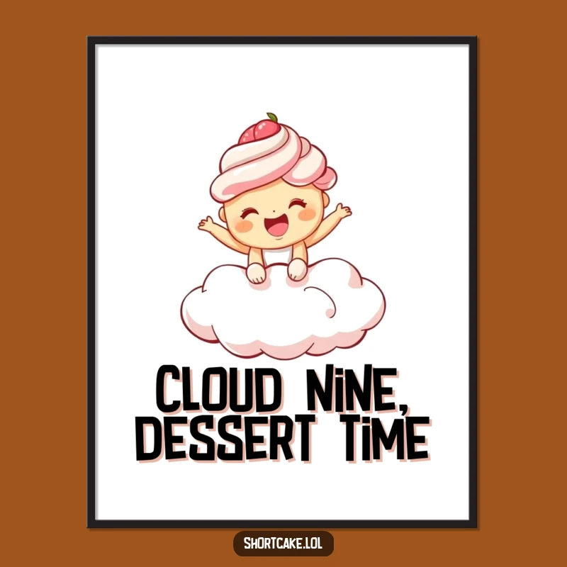 Funny Free Printable Wall Art: Giggling Shortcake Cloud Bounce Decor