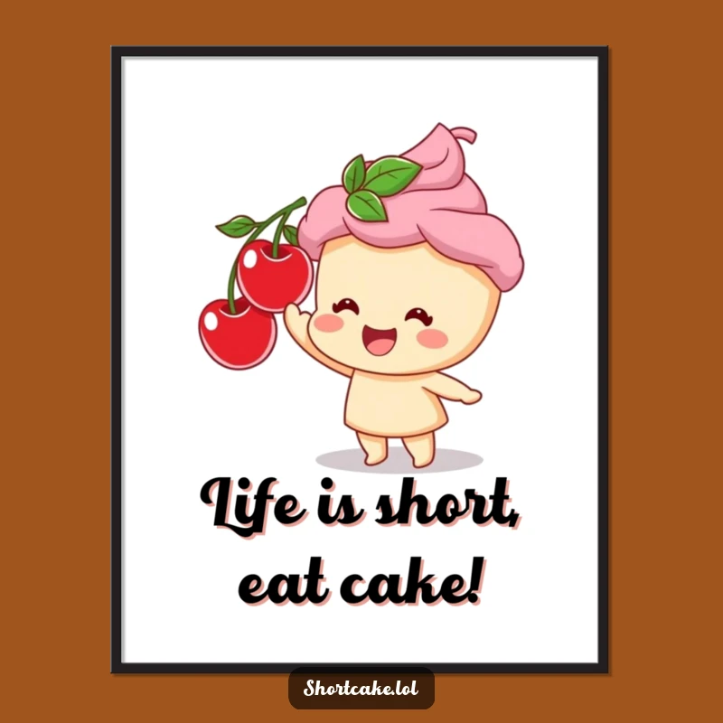 Funny Free Printable Wall Art: Shortcake Cherry Joy - Humorous Downloadable Decor