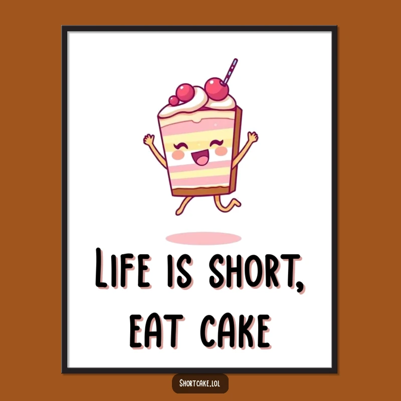 Free Printable Wall Art: Joyful Shortcake Leap Funny Downloadable Art