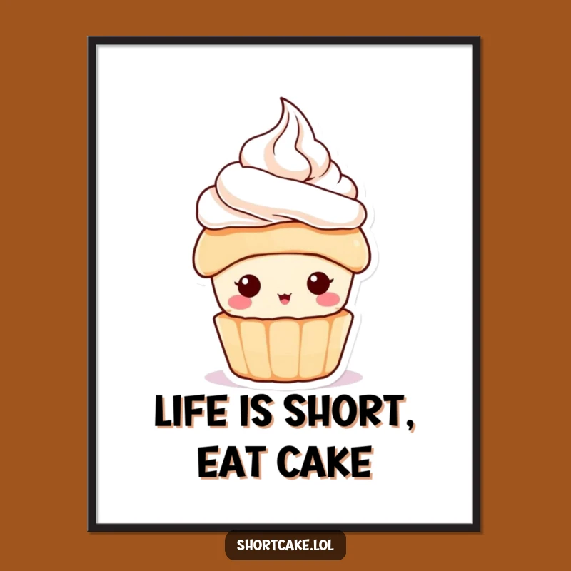 Free Printable Wall Art: Funny Shortcake with Whipped Cream Hat for Kitchen Decor