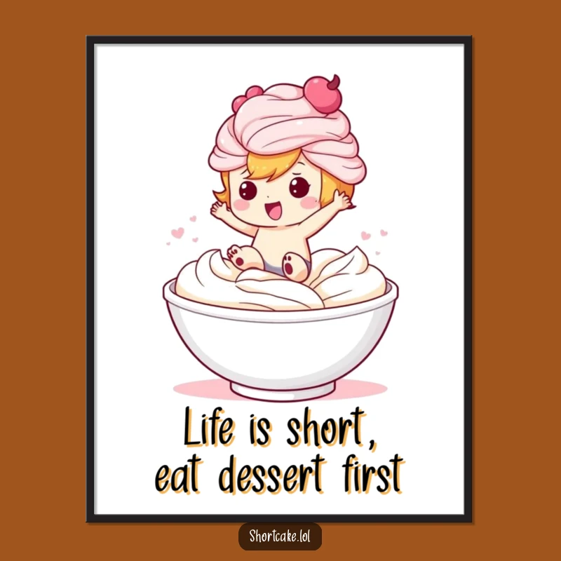 Funny Free Printable Wall Art: Shortcake Character's Whipped Cream Dream Scene