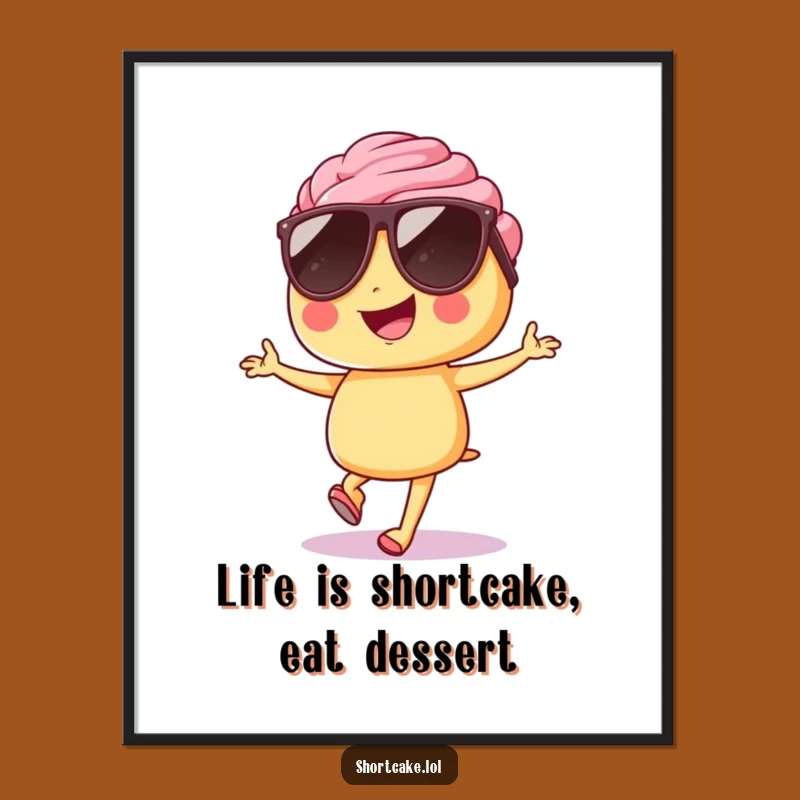 Free Printable Wall Art: Funny Shortcake Hop - Cool Downloadable Decor for Your Space