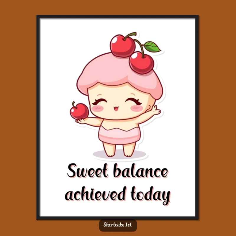 Funny Free Printable Shortcake Cherry Hat Wall Art: Cute Dessert Downloadable Decor