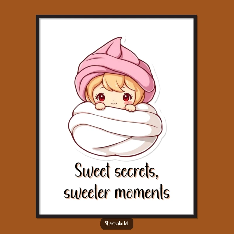 Free Printable Wall Art: Shortcake Peeking Meringue, Funny Downloadable Decor for Your Kitchen