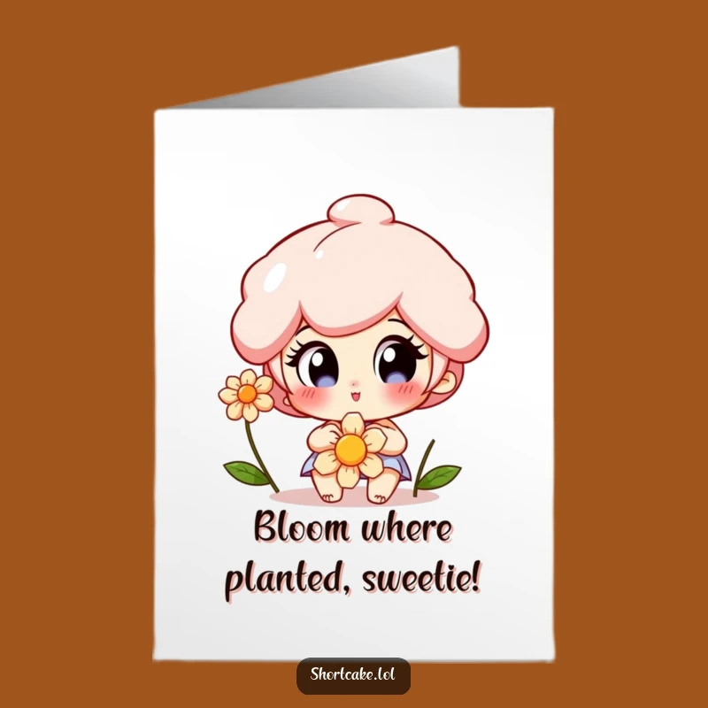 Free Printable Birthday Card: Delighted Shortcake & Flower Funny Downloadable Gift