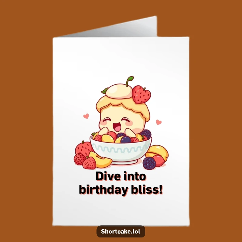 Free Printable Birthday Card: Fruity Shortcake Dive - Hilarious Greeting Card Download