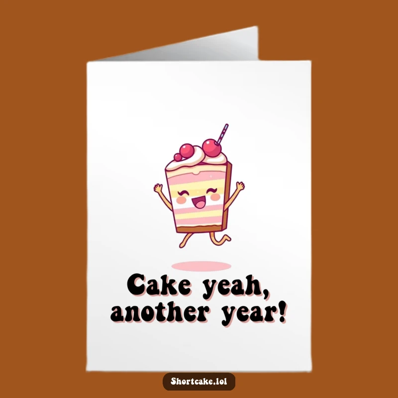 Free Printable Birthday Card: Joyful Shortcake Leap Funny Downloadable Gift