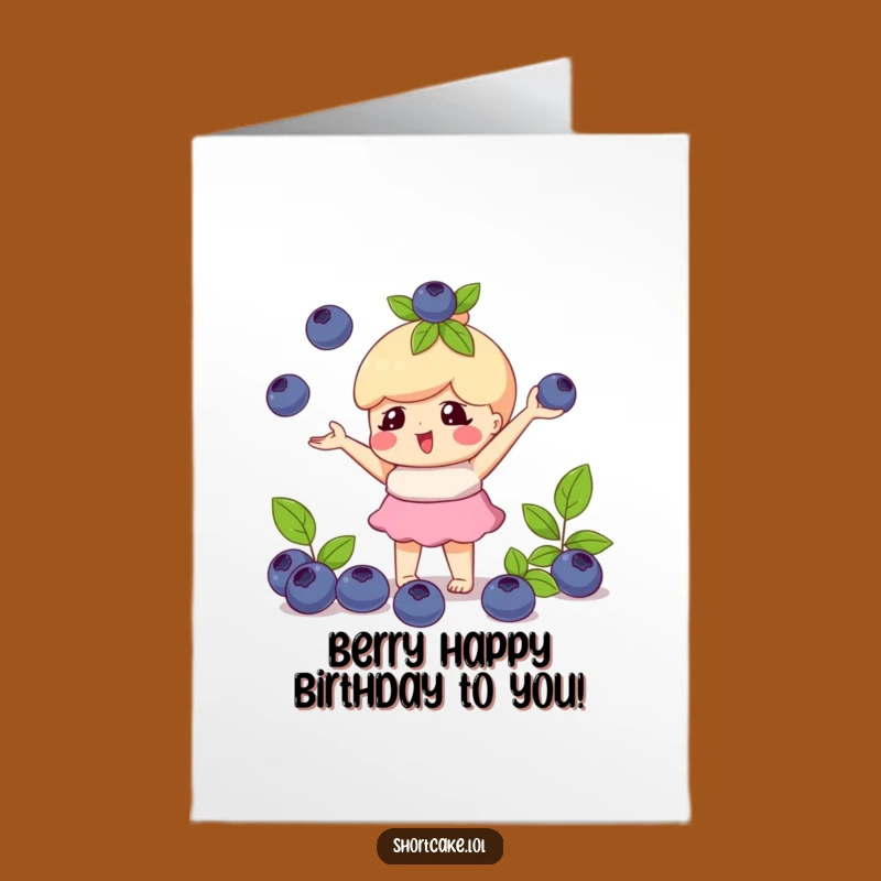 Free Printable Birthday Card: Juggling Shortcake, Blueberries, Funny Downloadable Fun