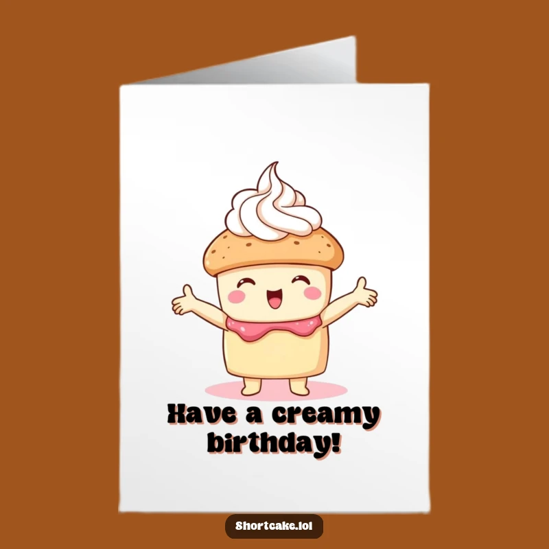 Free Printable Birthday Card: Shortcake Hugging Cream, Funny Downloadable