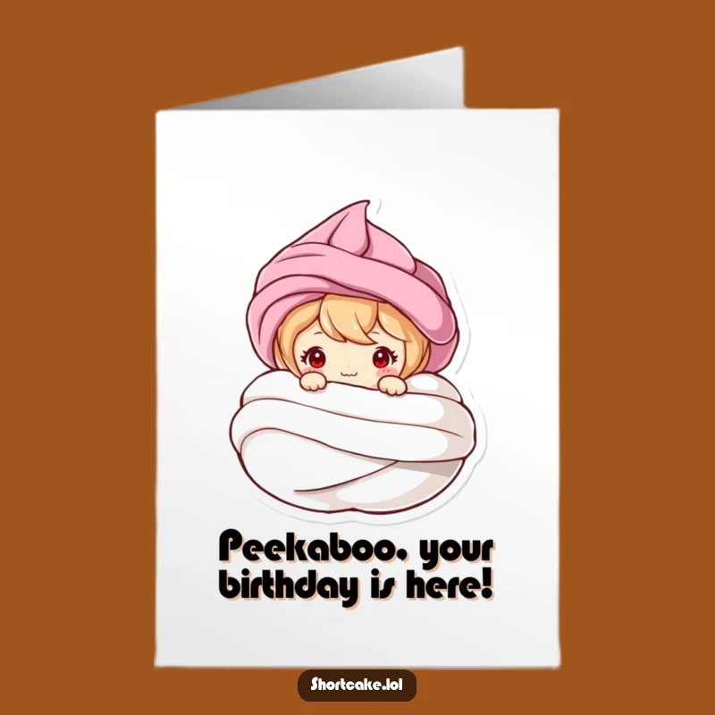 Free Printable Birthday Card: Shortcake Peeking Meringue, Hilarious Downloadable Surprise Gift