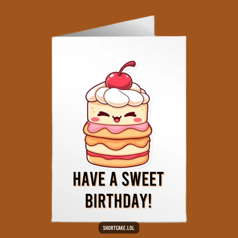 Free Printable Birthday Card: Mischievous Shortcake Wink, Funny Downloadable Gift