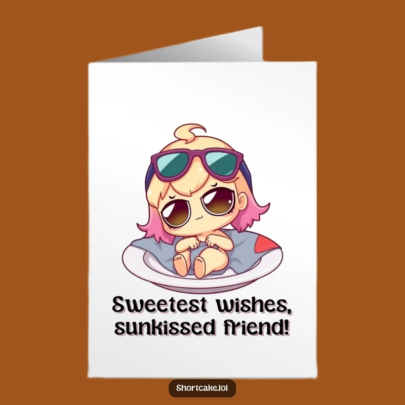 Free Printable Birthday Card: Funny Shortcake Lounging, Perfect for a Sunny LOL Gift