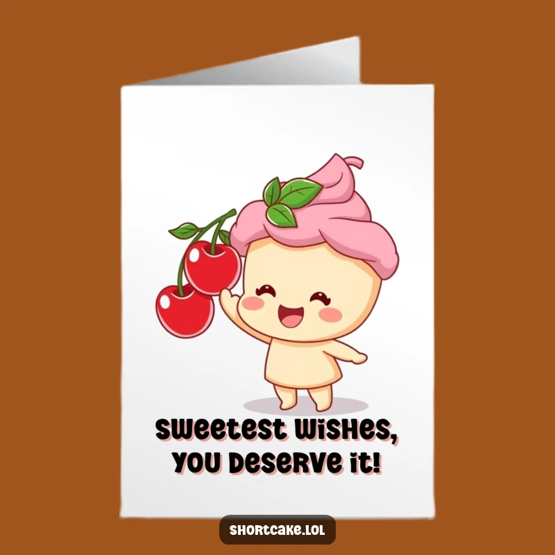 Free Printable Birthday Card: Funny Shortcake Cherry Delight - Instant Download Gift