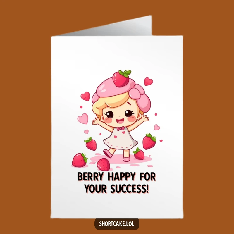 Free Printable Congrats Card: Joyful Shortcake Dance - Funny Downloadable Gift