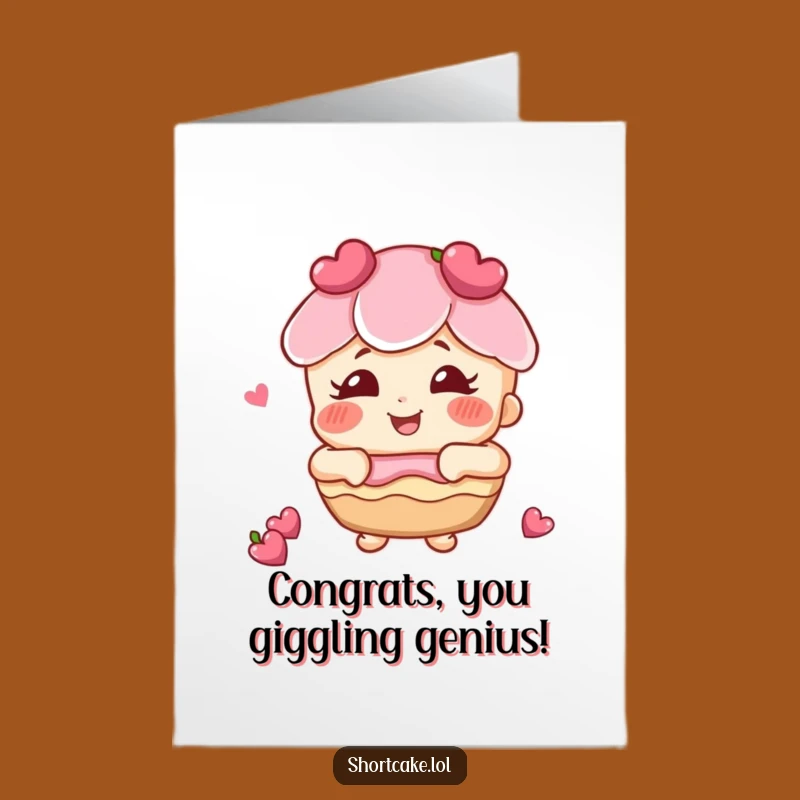 Free Printable Congratulations Card: Giggling Shortcake for a Cheerful Downloadable Gift