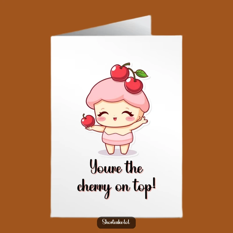 Free Printable Cherry Hat Shortcake Congrats Card: Funny Dessert Downloadable Gift