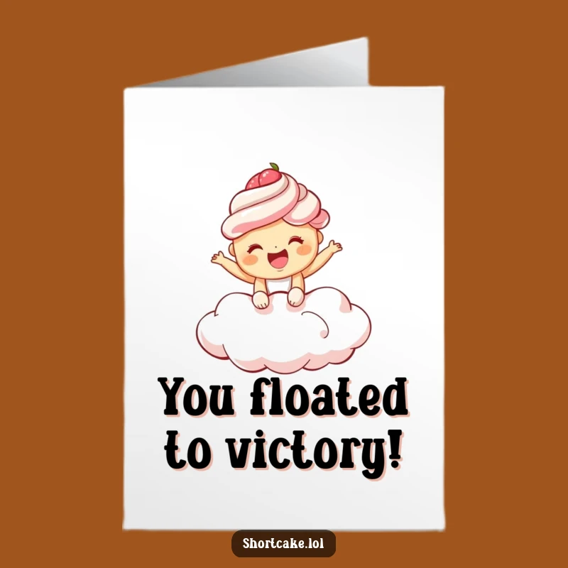 Free Printable Congrats Card: Giggling Shortcake on Cloud, Joyful Downloadable