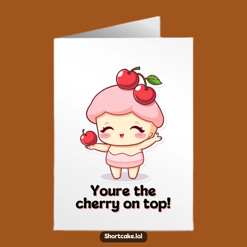 Free Printable Cherry Hat Shortcake Thank You Card: Funny Dessert Downloadable Gift