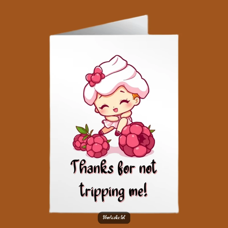 Free Printable Thank You Card: Shortcake Tripping Raspberry, Downloadable Humorous Apology Gift
