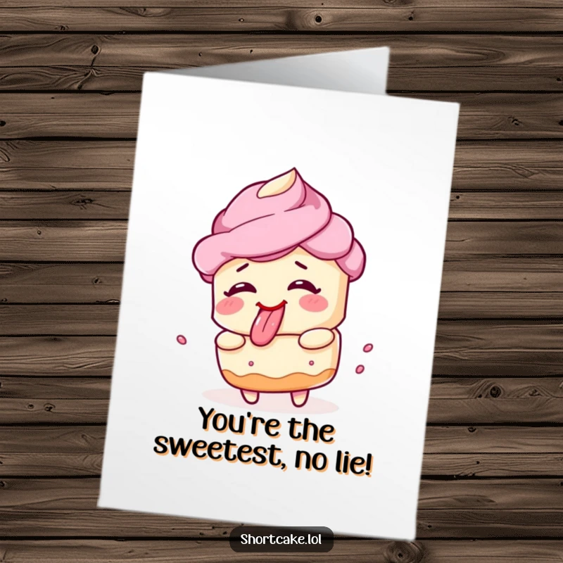 Funny Free Printable Thank You Card: A shortcake spins with a goofy face and tongue out, showing thanks.