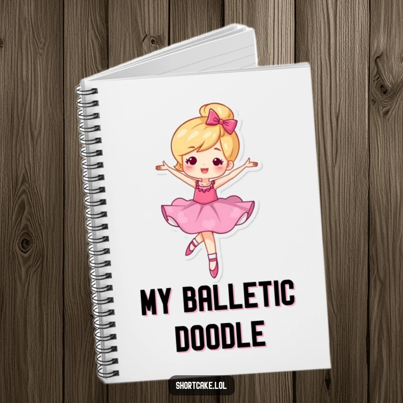 Funny notebook featuring a shortcake character in a ballet twirl, perfect for capturing creative thoughts.