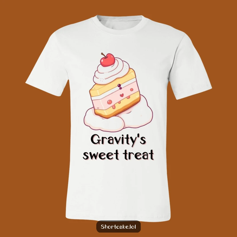 Funny Shortcake Slice Whipped Cream Slope T-Shirt - Comedic Dessert Apparel