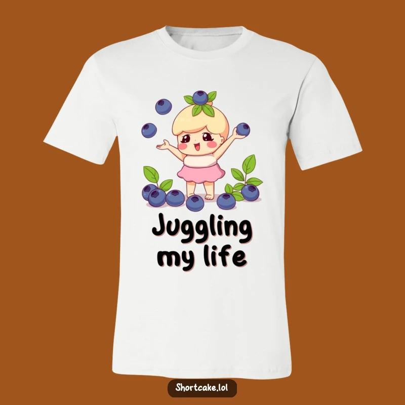Funny Juggling Shortcake Blueberry T-Shirt: Wear Your Playful Talents