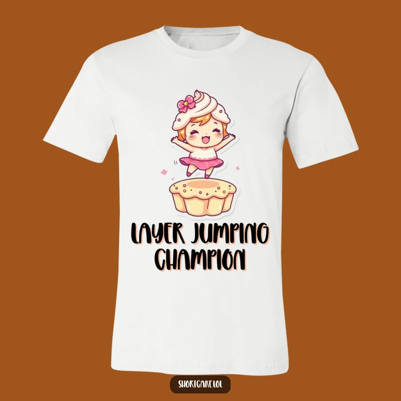 Funny Leaping Shortcake T-Shirt: Dynamic Dessert Character Action for a Fun Gift