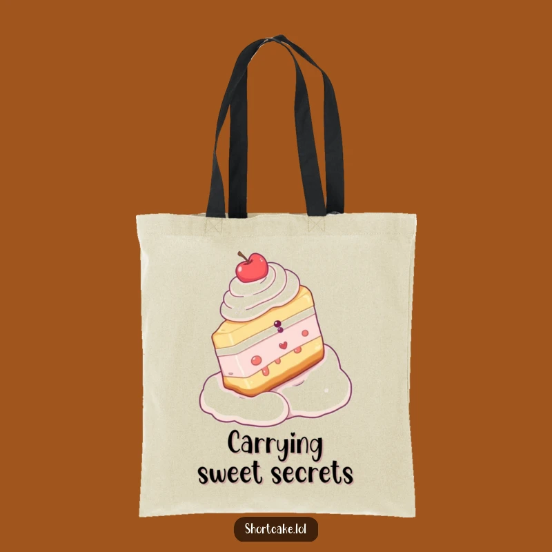 Funny Shortcake Slice Whipped Cream Slope Tote Bag - Chic & Comedic Carry-all