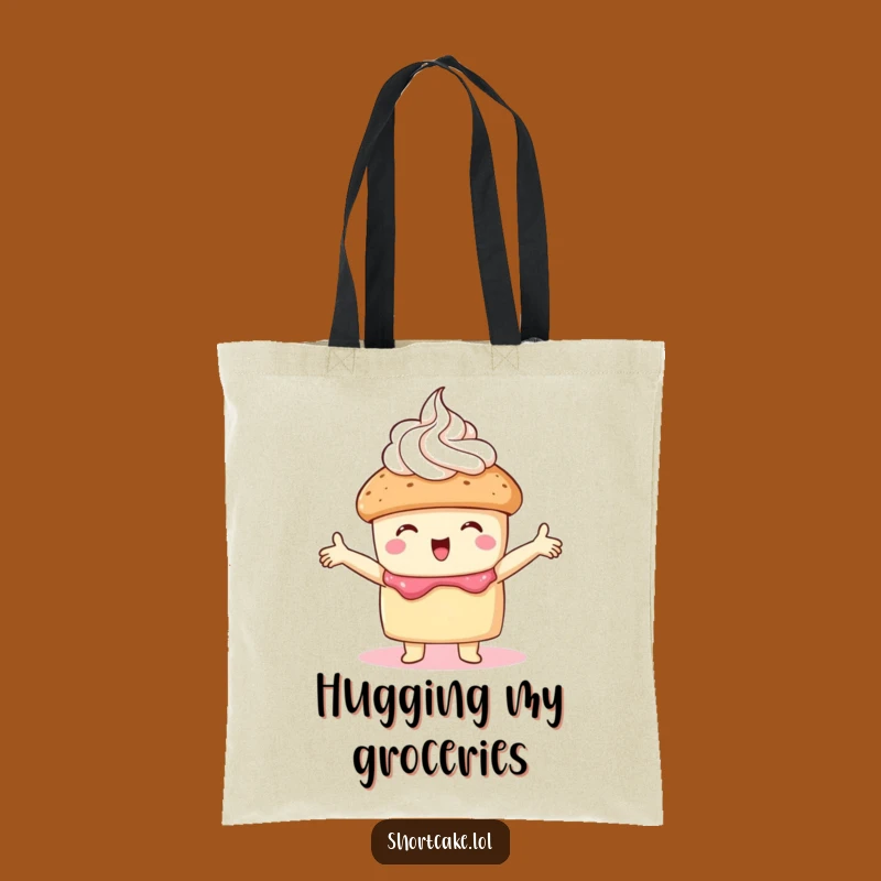 Funny Embracing Shortcake Tote Bag: Cozy & Sweet Gift for Shoppers