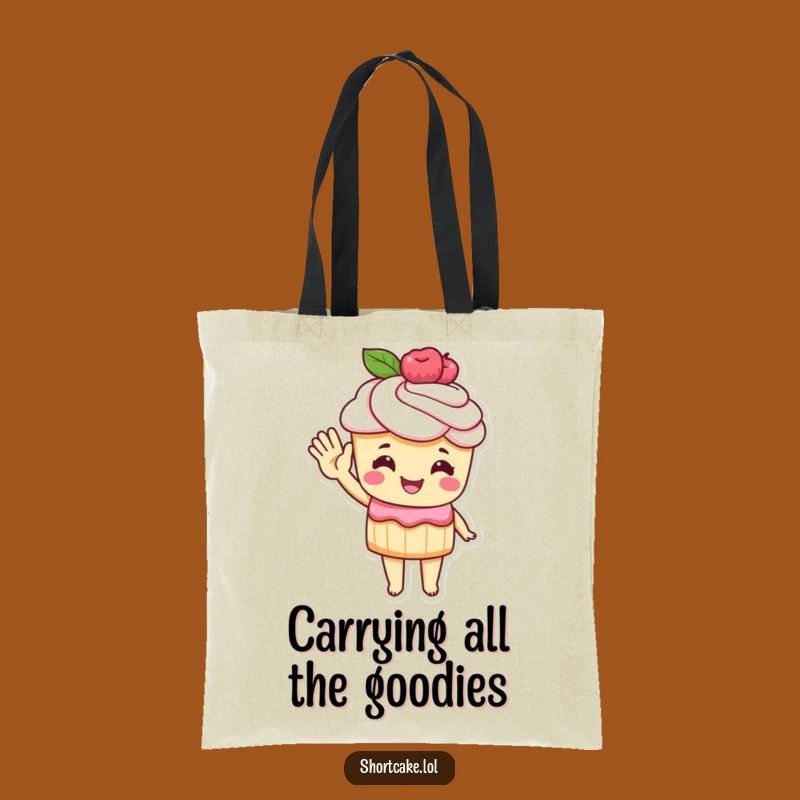 Funny Shortcake Tote Bag: Carry Your Goods With a Cheerful Pastry Wave!