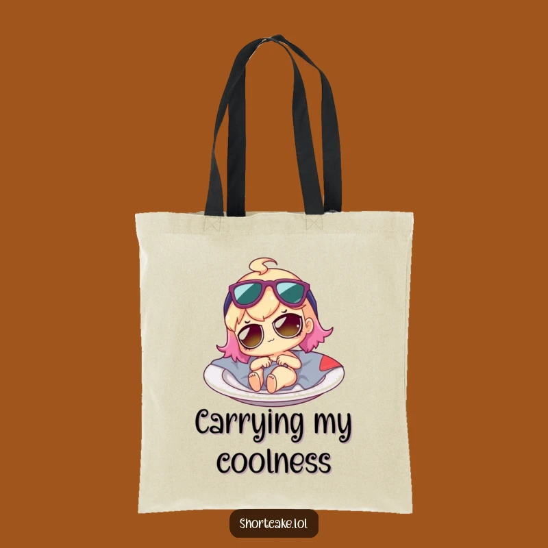 Funny Shortcake Tote Bag: Stylish Dessert Character Lounging, Perfect Funny Gift for Shopping